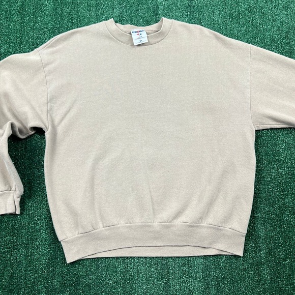 Vintage Jerzees Crewneck Sweatshirt Mens XL Beige Brown USA 50/50 Blank 90s - Picture 3 of 9